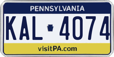 PA license plate KAL4074
