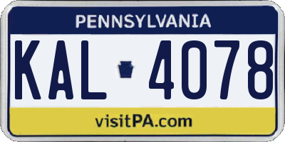PA license plate KAL4078