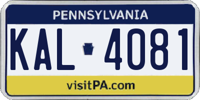 PA license plate KAL4081
