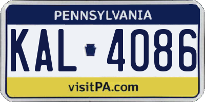 PA license plate KAL4086