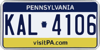 PA license plate KAL4106