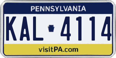 PA license plate KAL4114