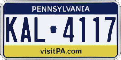 PA license plate KAL4117