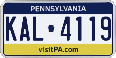 PA license plate KAL4119