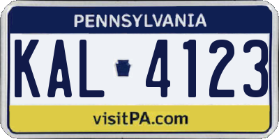 PA license plate KAL4123