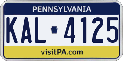 PA license plate KAL4125