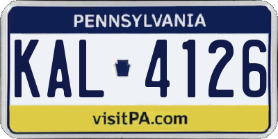 PA license plate KAL4126