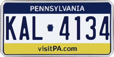 PA license plate KAL4134