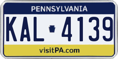 PA license plate KAL4139