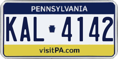 PA license plate KAL4142