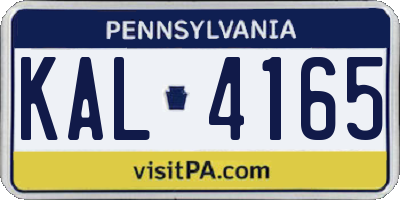 PA license plate KAL4165