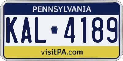 PA license plate KAL4189