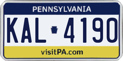 PA license plate KAL4190