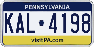 PA license plate KAL4198