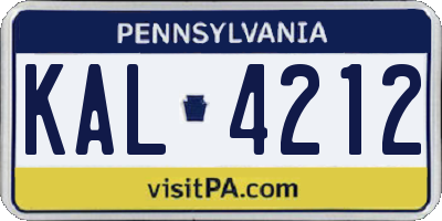 PA license plate KAL4212