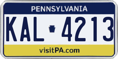PA license plate KAL4213