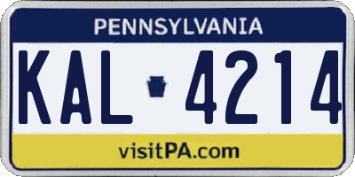 PA license plate KAL4214