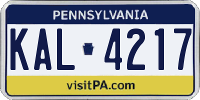 PA license plate KAL4217