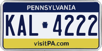 PA license plate KAL4222