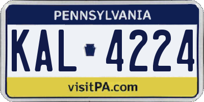 PA license plate KAL4224