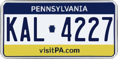 PA license plate KAL4227