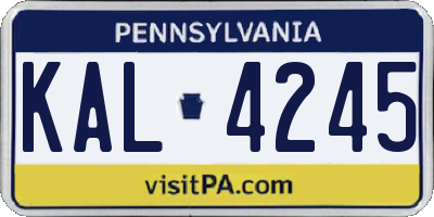 PA license plate KAL4245