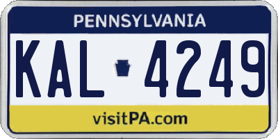 PA license plate KAL4249