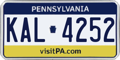PA license plate KAL4252