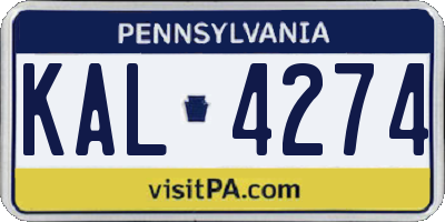 PA license plate KAL4274