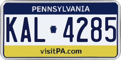 PA license plate KAL4285