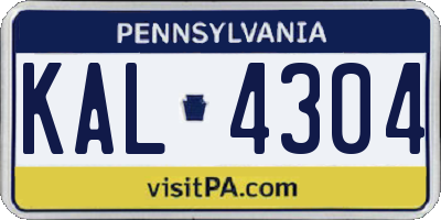 PA license plate KAL4304