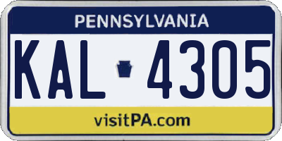 PA license plate KAL4305