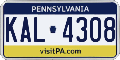 PA license plate KAL4308