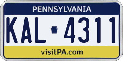 PA license plate KAL4311