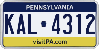 PA license plate KAL4312