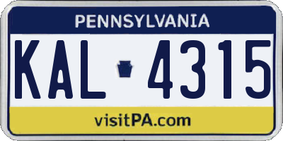 PA license plate KAL4315