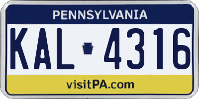 PA license plate KAL4316