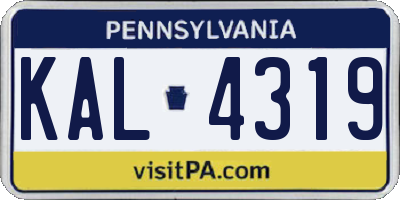PA license plate KAL4319