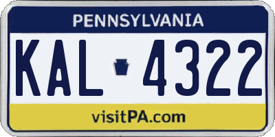 PA license plate KAL4322