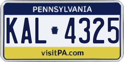 PA license plate KAL4325