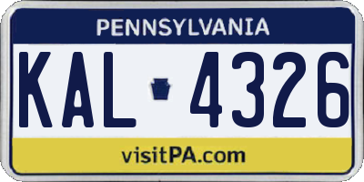 PA license plate KAL4326