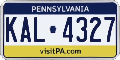 PA license plate KAL4327