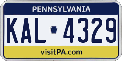 PA license plate KAL4329