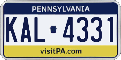PA license plate KAL4331