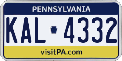PA license plate KAL4332