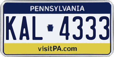 PA license plate KAL4333