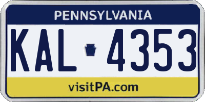 PA license plate KAL4353