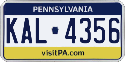 PA license plate KAL4356