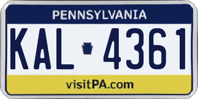 PA license plate KAL4361