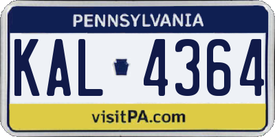 PA license plate KAL4364